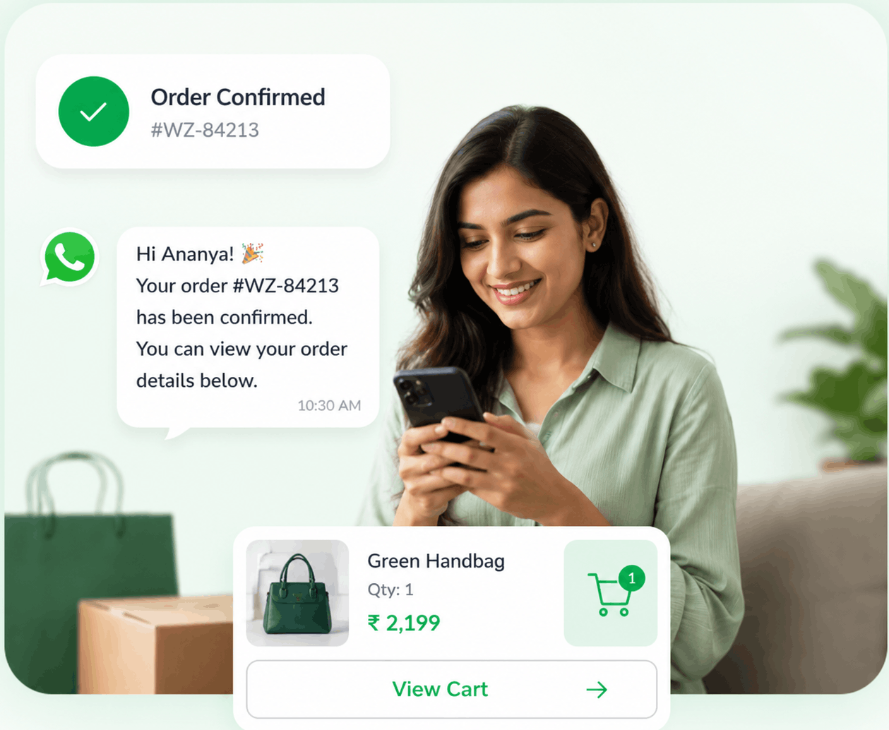 Customer exploring products through a WhatsApp commerce experience