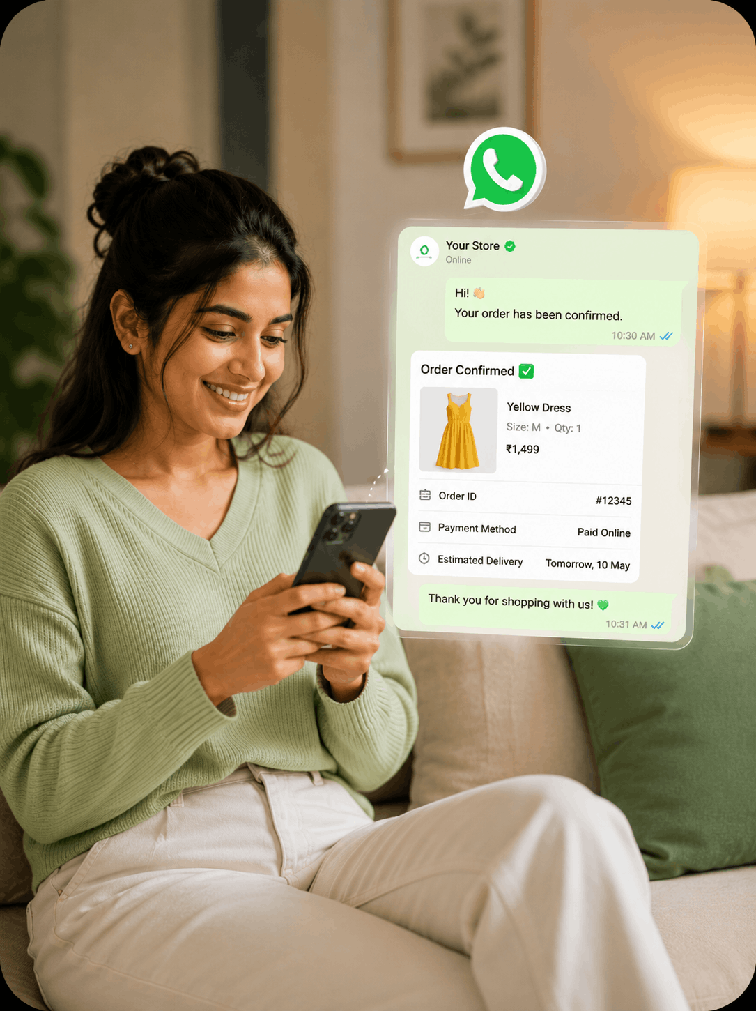 Customer checking an order update on a smartphone
