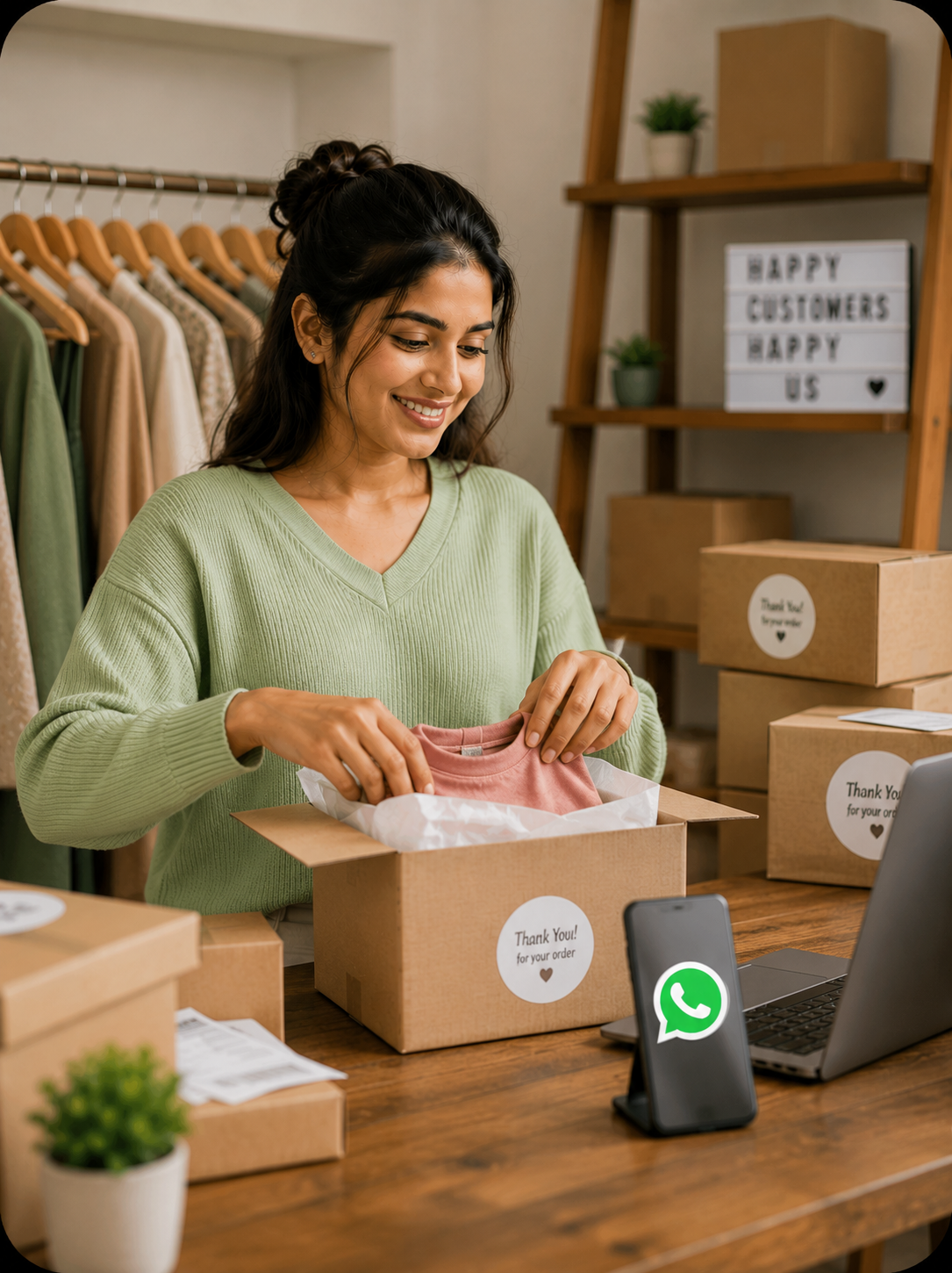 Retail business owner preparing customer orders