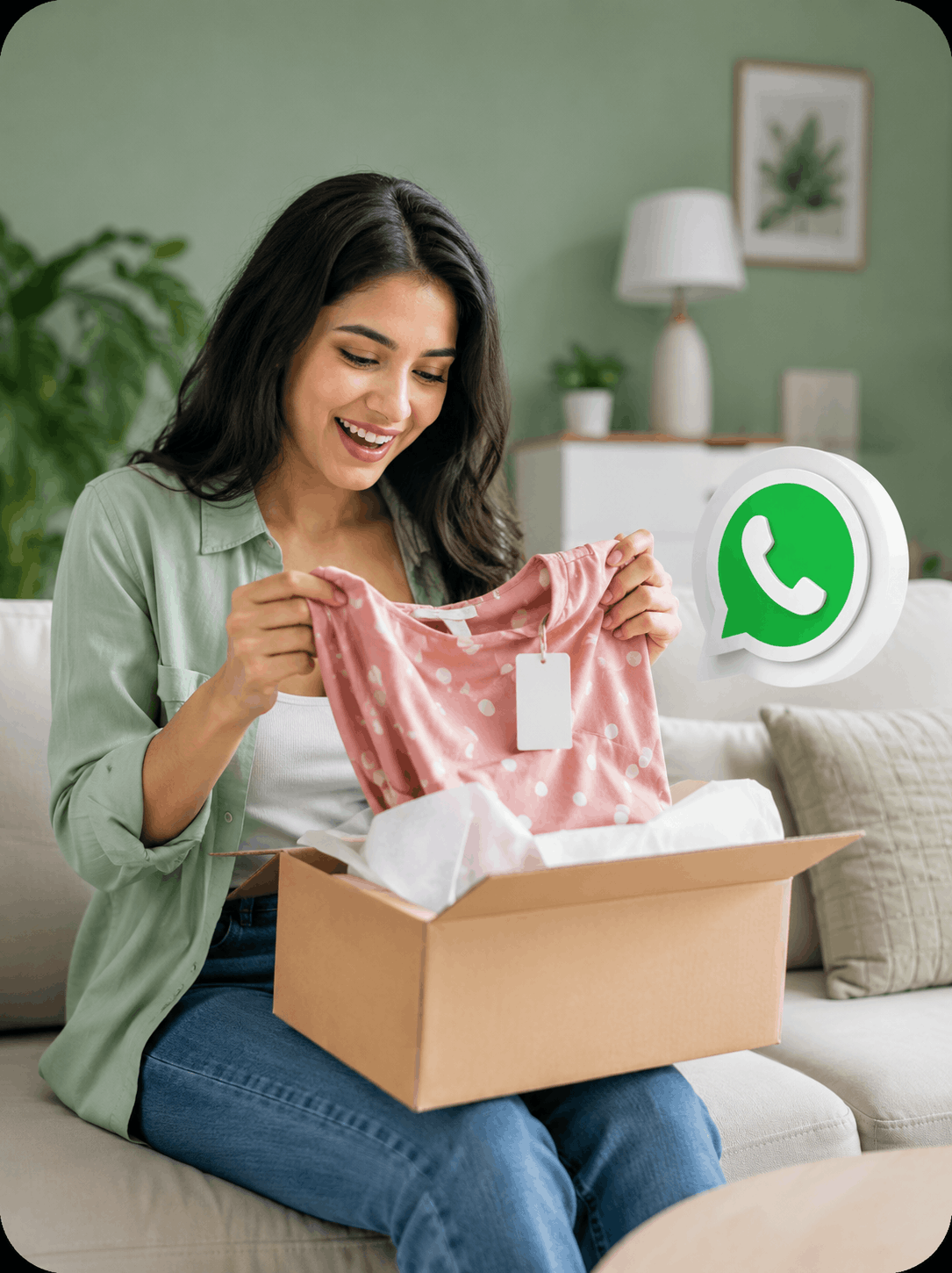 Customer opening a delivered fashion order