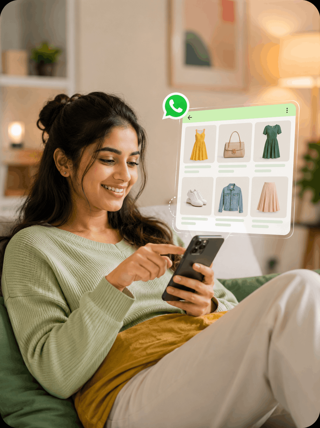Customer browsing product information through WhatsApp